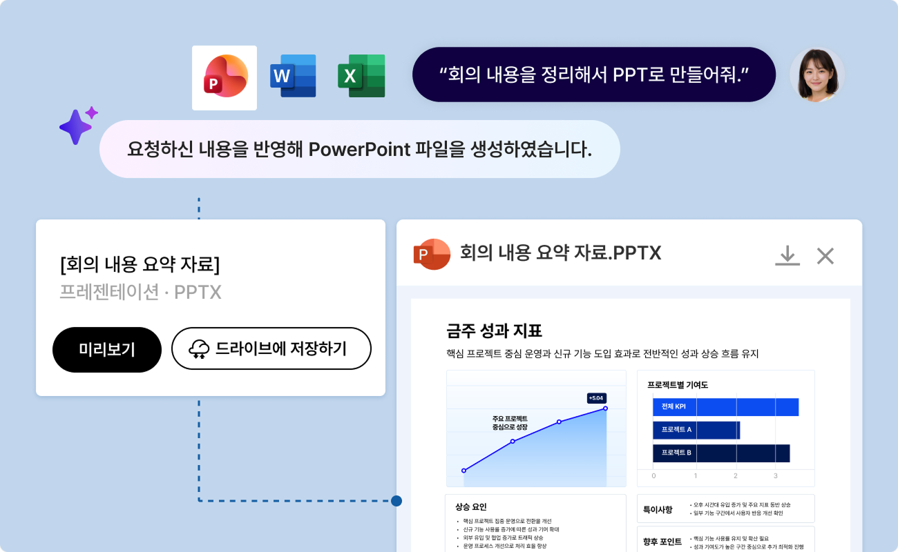 AI 문서 생성 후, 드라이브 저장